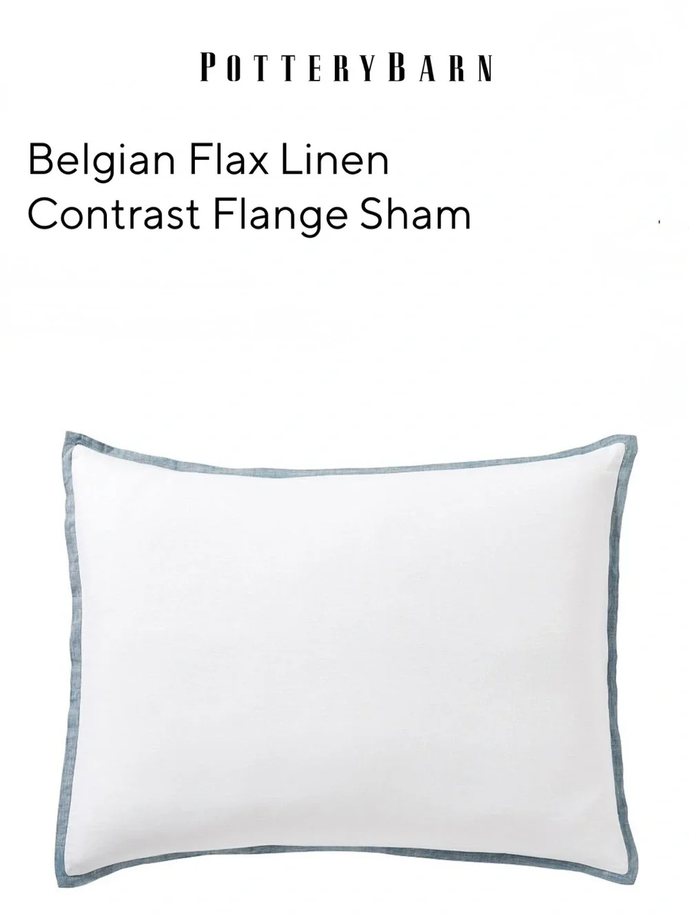 POTTERY BARN Standard Sham Belgian Flax Linen Contrast Flange